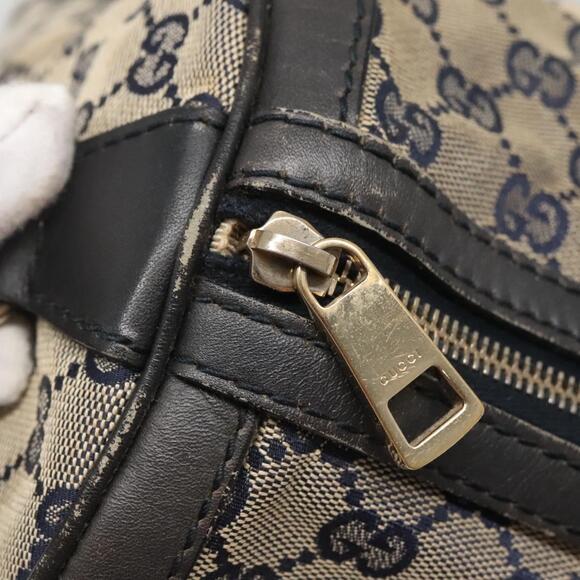 GUCCI GG Canvas Sherry Line Hand Bag Pvc Navy Gold - Picture 15 of 16